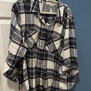 Side Stitch Navy and White Striped Shirt